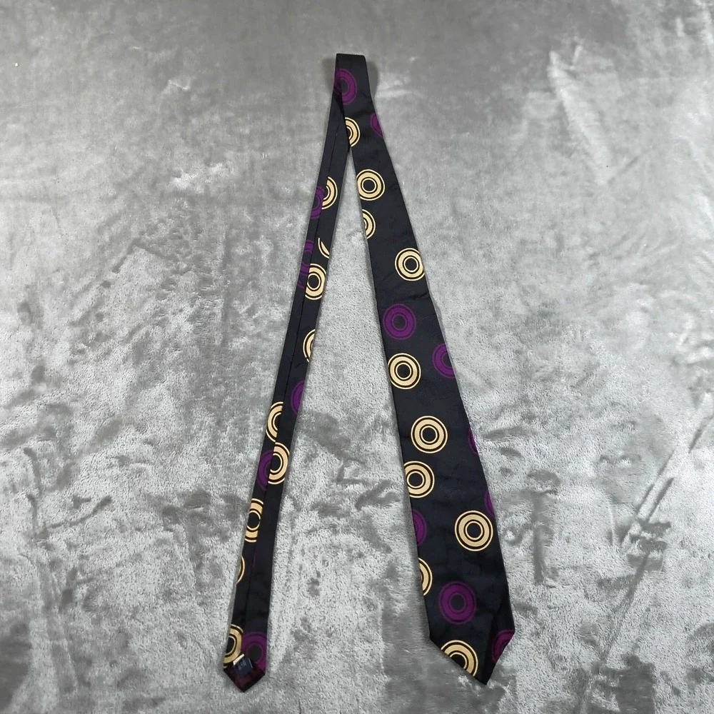 Vintage Polo‎ Ralph Lauren Tie Mens 56x3.25 Black Purple Geometric Abstract USA